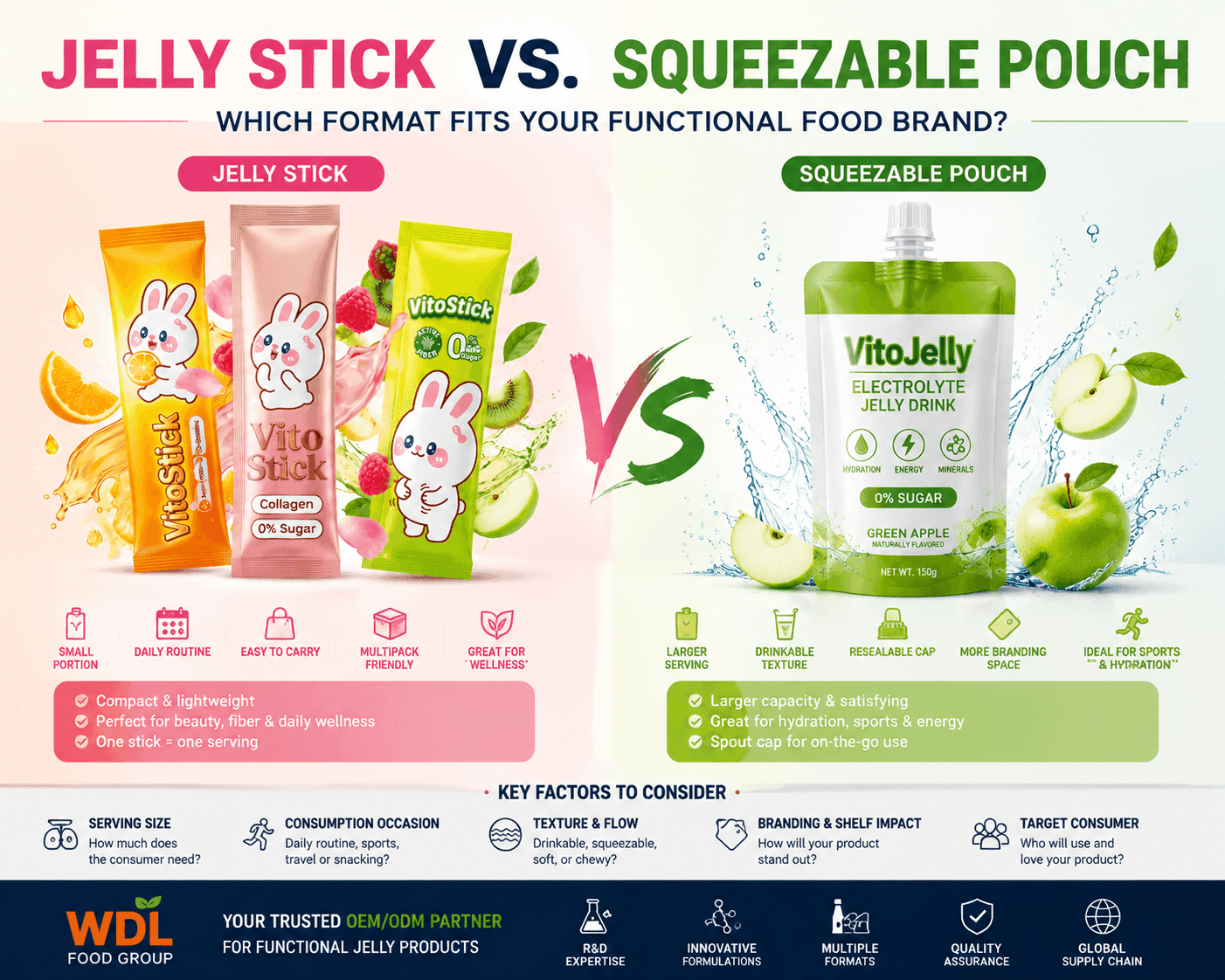 Jelly Stick vs. Squeezable Pouch: Which Format Fits Your Functional Food Brand?