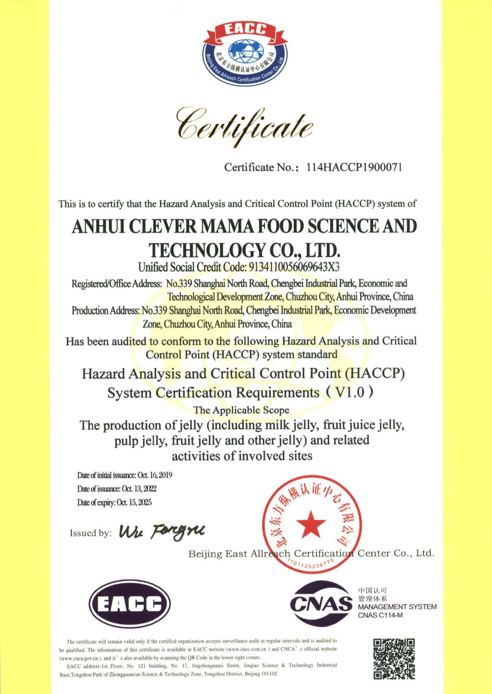 Hazard Analysis Critical Control