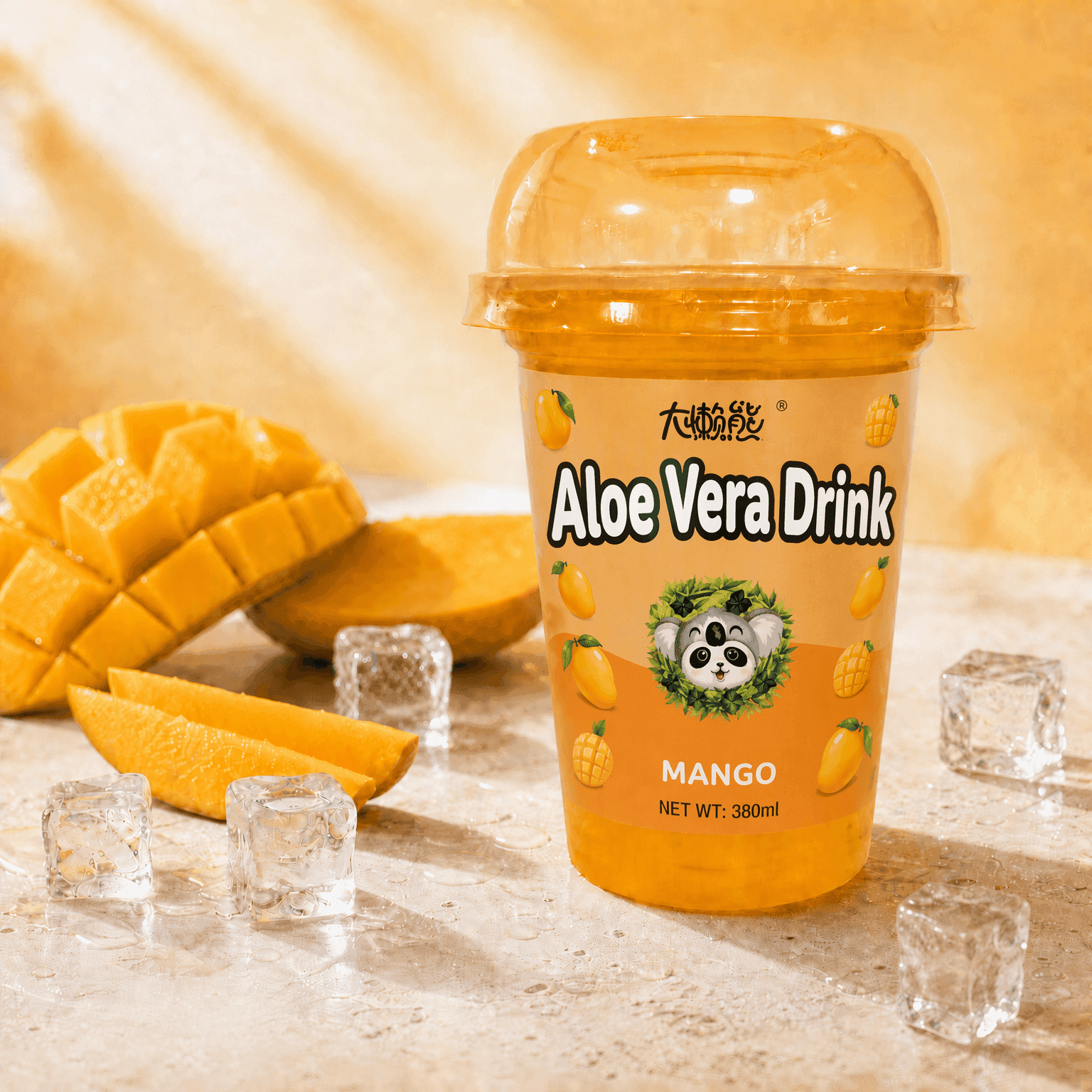 380ml Aloe Vera Drink with 7.2% Aloe Pulp, 5 Flavors 0 Fat Low Calorie Cup Beverage 2