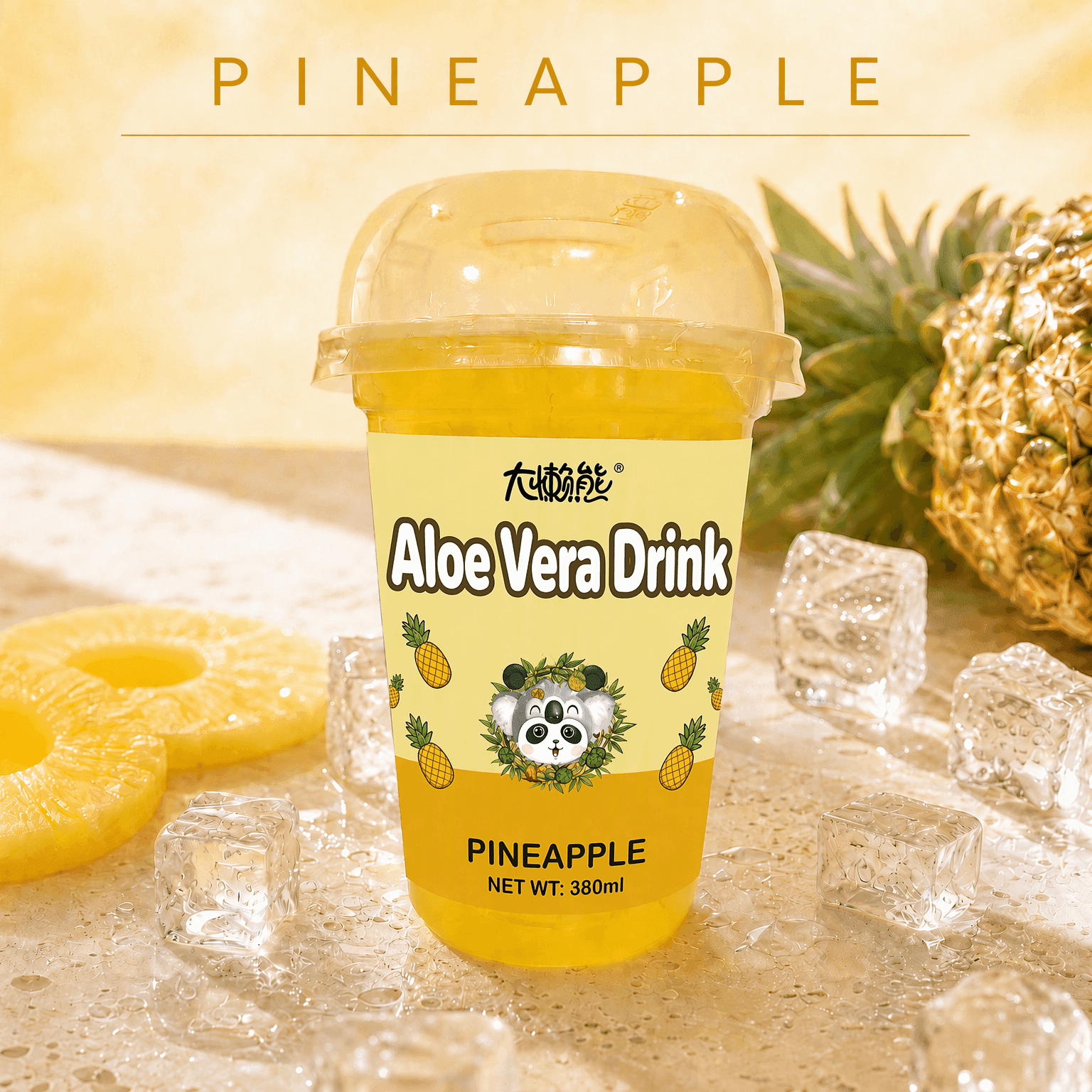 380ml Aloe Vera Drink with 7.2% Aloe Pulp, 5 Flavors 0 Fat Low Calorie Cup Beverage 4
